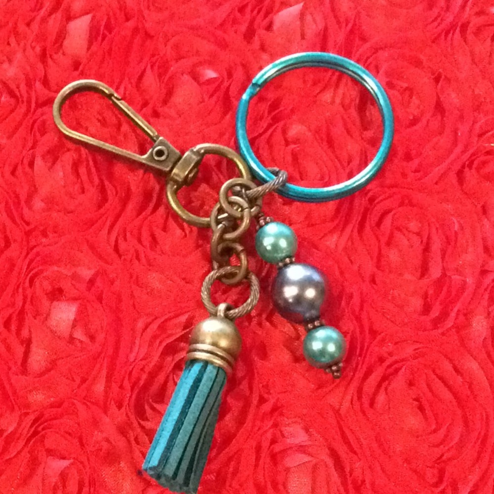 Bronze and teal key ring, purse charm